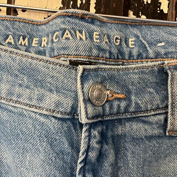 NWT American Eagle stretch raw hem women’s festival wide leg jeans. Size 12 Reg - Picture 5 of 14